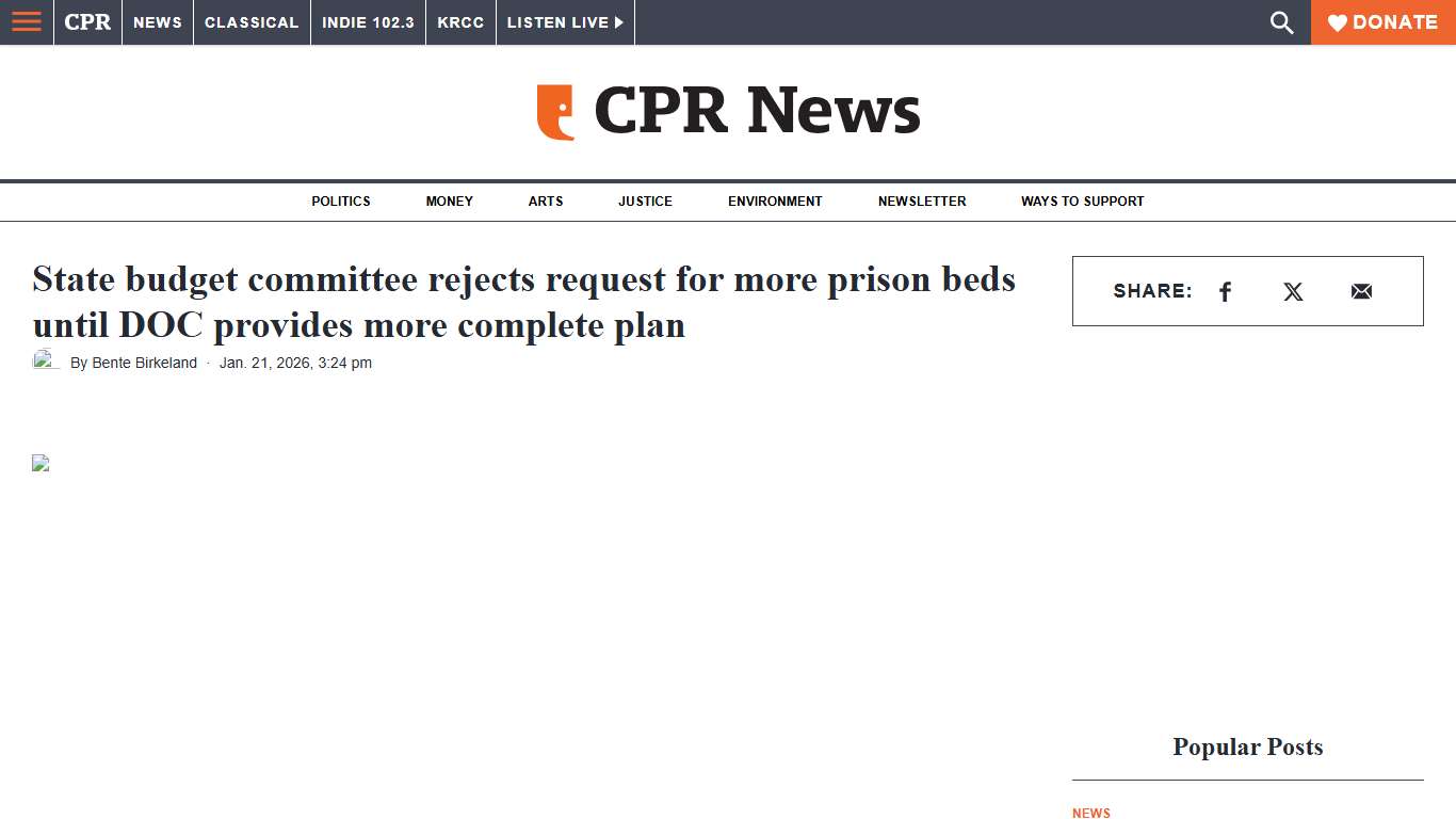 State budget committee rejects request for more prison beds until DOC provides more complete plan